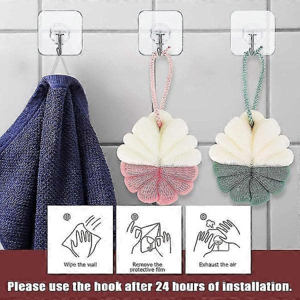 Eksfolierende nettingbadesvamp med loofah kroppsvask - tofarget dusjsvamp