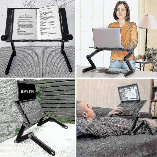 Justerbart laptopstativ for seng, sofa, lenestol - Sammenleggbart bord med ergonomisk design, lett aluminium