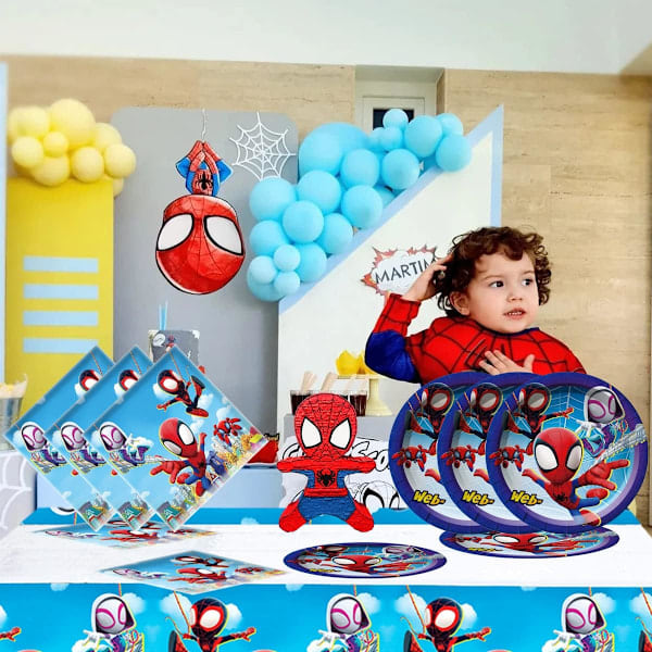 Spidey og hans fantastiske venner bursdagstema sett, 20 stk tallerkener og 20 stk servietter