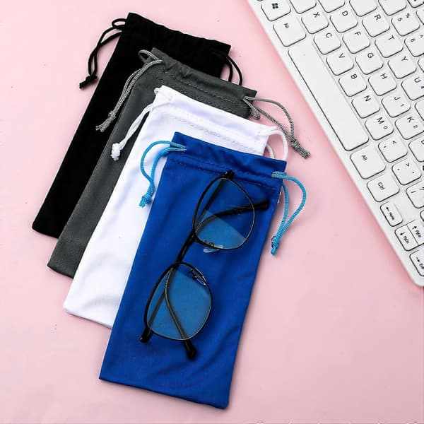 4 stk. bløde solbrilleposer, brille-solbrille-mikrofiberpose, brillehylsterpose, solbrilleetui-taske