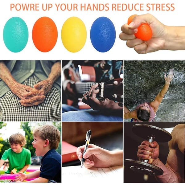 Egg-shaped silicone grip balls for hand training, stress-reducing squeeze balls