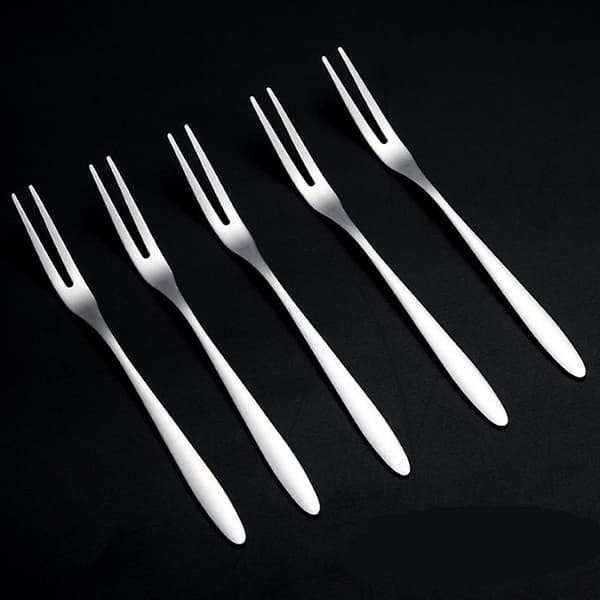 Fruktbaseholder Gafler Sett Rustfritt Stål Salat Dessertgafler[YJD] Sølv Silver 6xFruit fork