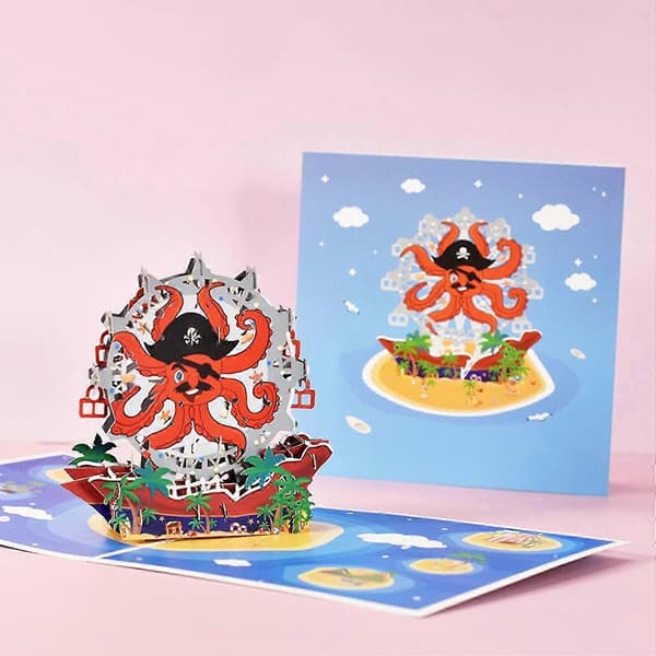 3D Pop Up-kort Blekkspruthjul Gratulasjonskort med konvolutt for Valentinsdag postkort
