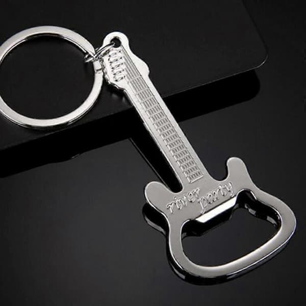Metallgitarr Flasköppnare Nyckelring Ny Design Gitarr Ölflasköppnare Hängande Ring Nyckelring Verktyg Hushållspresenter