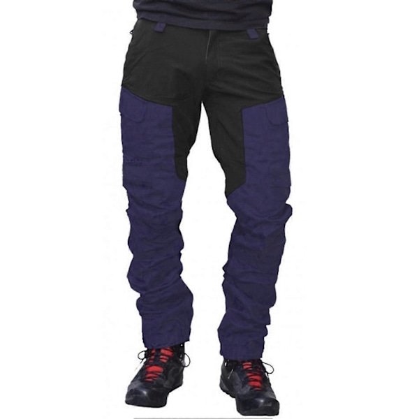 Menn Mote Fargeblokk Multi Lommer Sports Lange Cargo Bukser Arbeidsbukser Black M