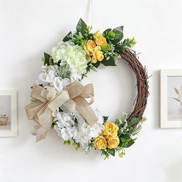 Kunstig Hortensia Rose Krans For Ytterdør Vår 1pc