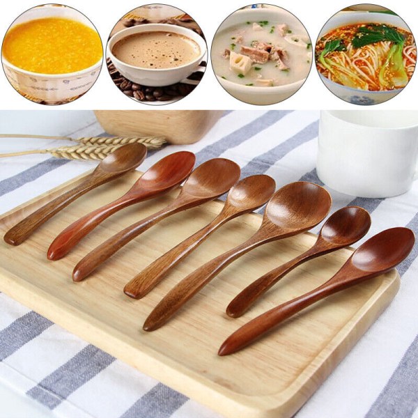 Wooden Spoon Soup Cooking Utensil Natural Wood Soup Milk Scoop Kitchen Tools