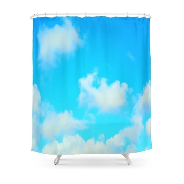 White Clouds Bright Blue Sky Shower Curtain Polyester Fabric Bathroom Home Decoration Waterproof Print Shower Curtains
