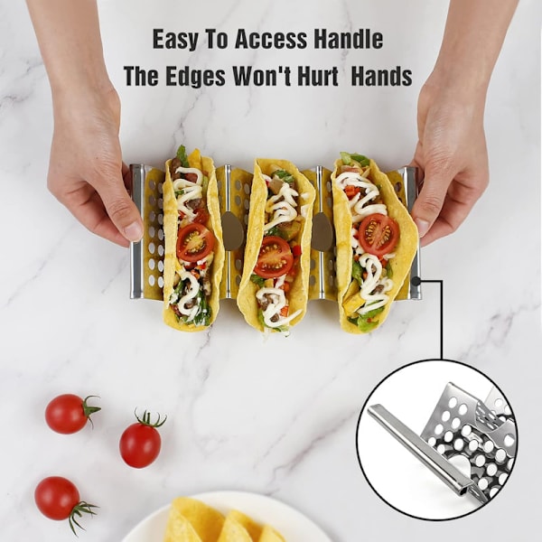 4-pak taco holdere i rustfrit stål, premium taco stativ, kan rumme 2 eller 3 tacos