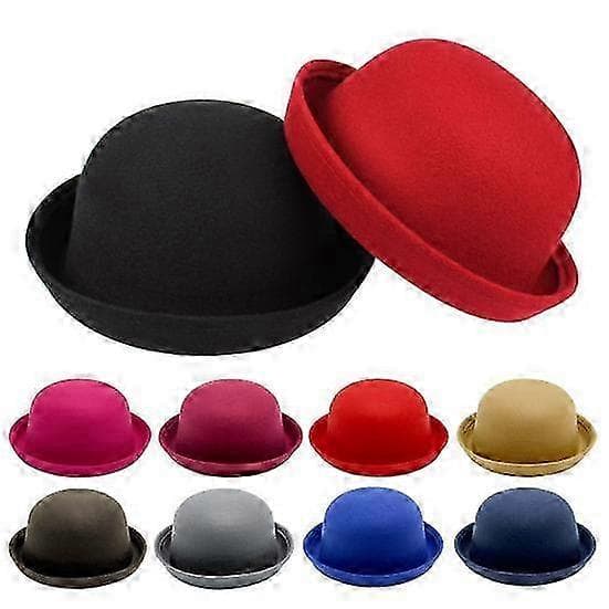 Flat-top Fedora Hatt Unisex Ensfarget Imitert Ull Retro Rund Lett Jazzhatt 56-58cm Hodeomkrets camel