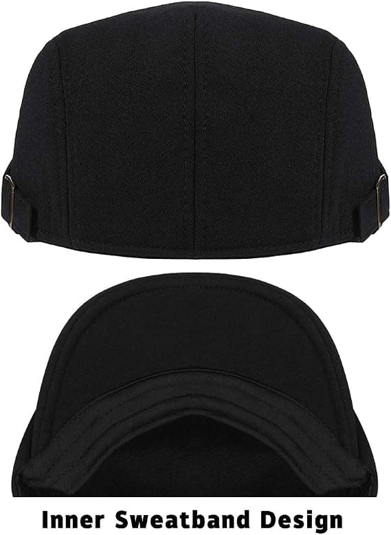 Basker keps herr justerbar platt vintage Lvy hatt(svart)