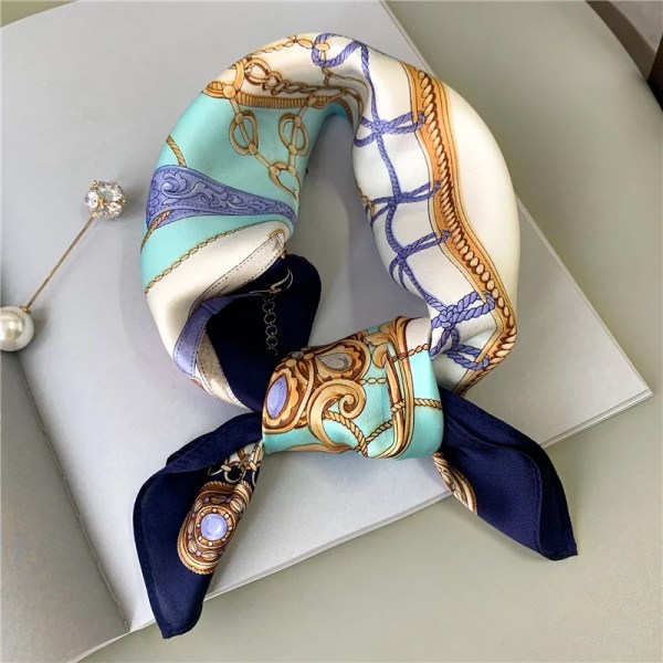 100% Natural Silk Scarf Women Design Print Foulard Neck Hairband Female Small Square Scarves Spring Kerchief Tie 2022 New