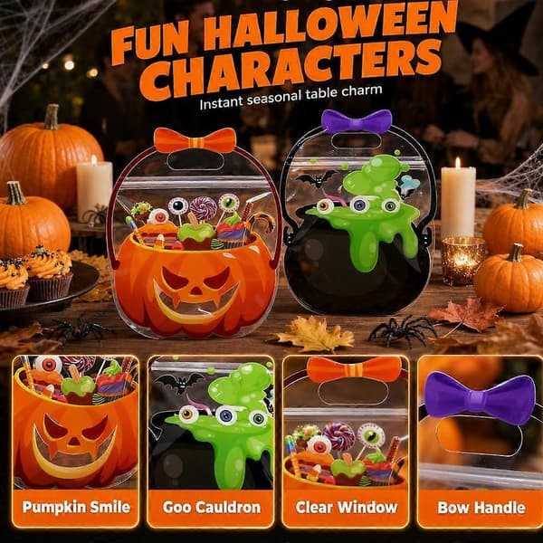 Återförslutningsbara godispåsar för Halloween, förseglade presentpåsar med pumpa, fladdermus och spöke B