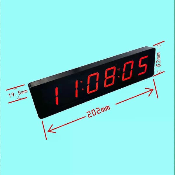 GPS Satellit Väggklocka med Automatisk Tidssynkronisering, 6-siffrig LED-display, Datum Temperatur Larm, Typ-C Driven RED