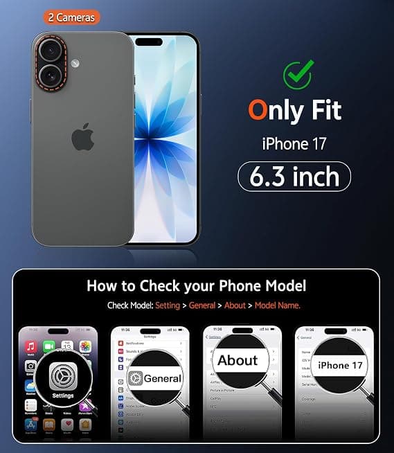 FNTCASE for iPhone 17 Clear Case, Magnetic with Screen Protector, Compatible with MagSafe, Anti-Yellowing Rugged Shockproof Cover, C-Black C-Black