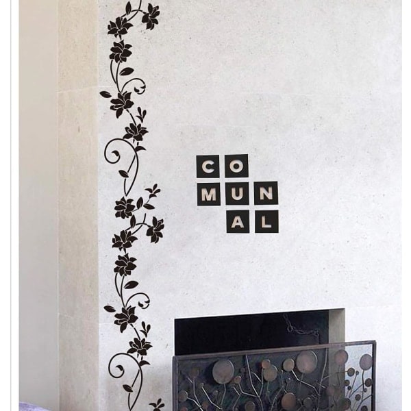 2 set Väggdekaler 105*30cm Vinranka Blomma Svart PVC Design Vägg S