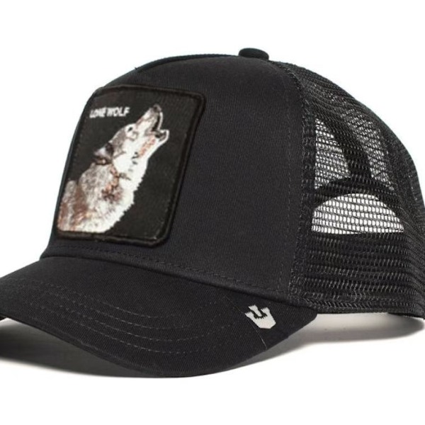 Mesh djurbroderad hatt Snapback Hat B black Wolf