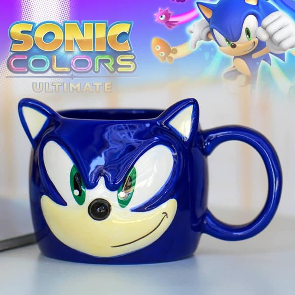Sega-Sonic ansiktskopp, blå, 14 x 9 cm