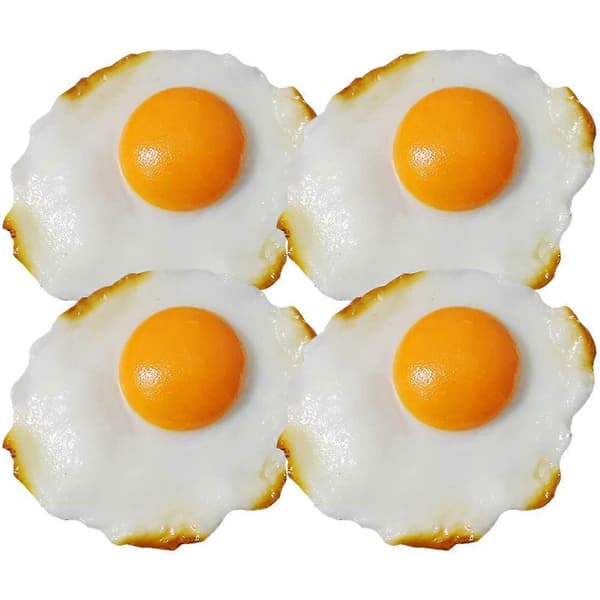 4 stk simulerte stekte eggmodeller, dekorative barneleker, fotografering av stekte eggdekorasjoner