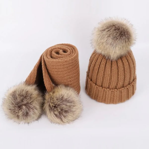 Knitted Scarf and Hat 2pcs Kids Accessory Set Autumn Scarfs Winter Hat Children Accessories