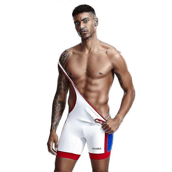 \"Snabbtorkande multifunktionell träningsdräkt för män, åtsittande bodysuit för brottning, löpning och bodybuilding\" White M