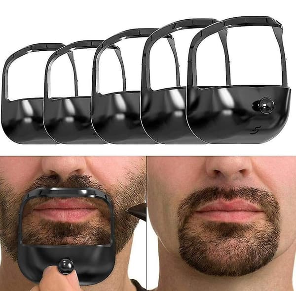 5 Sizes Goatee Shaving Template Beard Guide Shaper Beard Shaping & Styling Template For Men Black Black