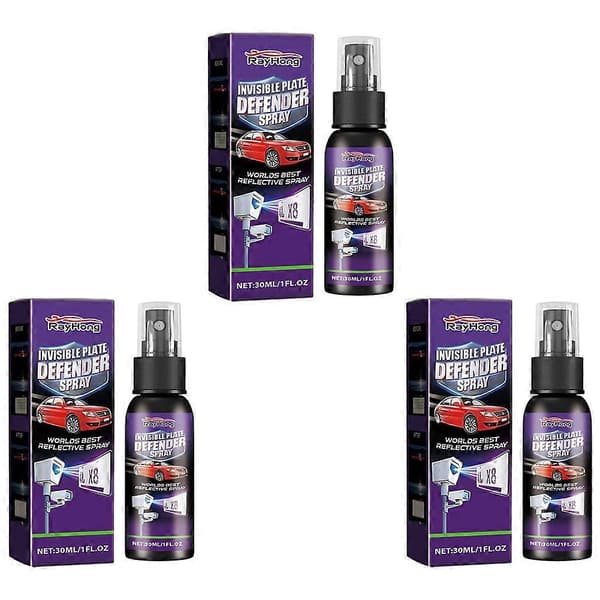 Bilplade Secure Defender Spray Langvarig Belægning Usynlig Forsvar Nummerplade Spray til Biler SUV 3pcs