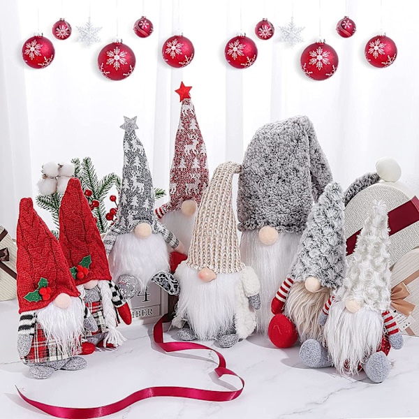 2 stk. julegnomer dekorasjoner sett håndlaget nisse gnome plysj ornamenter jul gonk dverg alv husholdning filt dekorasjon ornamenter Valentine