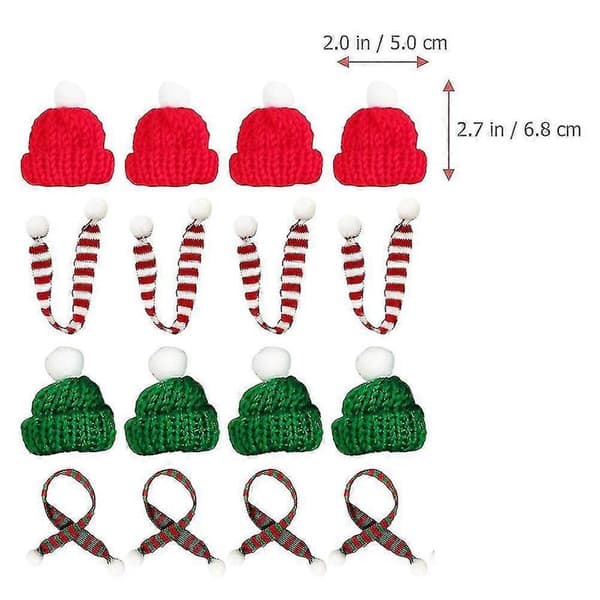 20 stk. Mini Pynt Mini Julemandshat Små Julemandshatte Jule Lollipop Hat