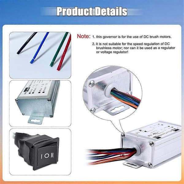 DC Motorvarvtalsregulator, DC 12V 24V 36V 48V 60V Motor Pulsbreddsmodulator Regulator med CW/CCW S-Perfet