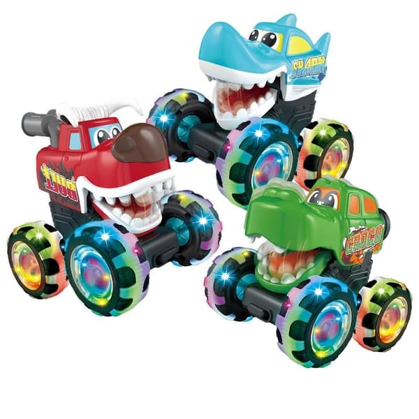 Tryk-for-lys Monstertrucks, Glid-langs med lys, Bevægelsessensoriske lysende legetøjsbiler til børn Pack of 3