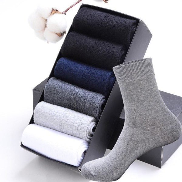 5 Pair Men's Casual Business Summer Winter Socks Quick Drying Black White Long