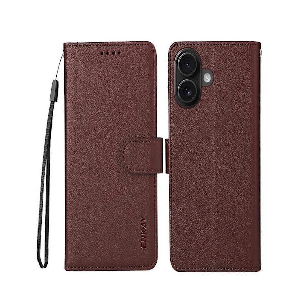RFID-skyddande läderfodral för iPhone 17 [DB] Brown