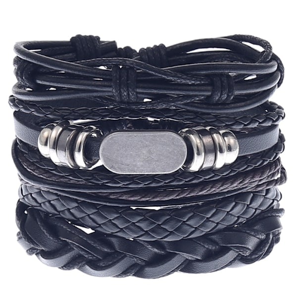 5 st Läderarmband för män och kvinnor, flätat rep, manschettarmband