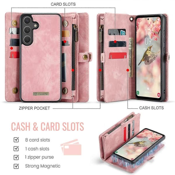 CaseMe 008 Avtakbart Multifunksjonelt Lærfutteral For Samsung Galaxy S25 5G