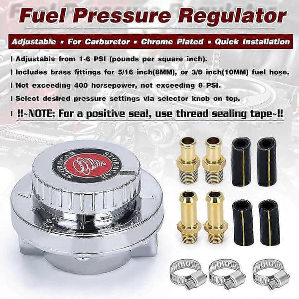 Universelt manuelt justerbart drivstofftrykksregulatorsett for forgassermotor UK