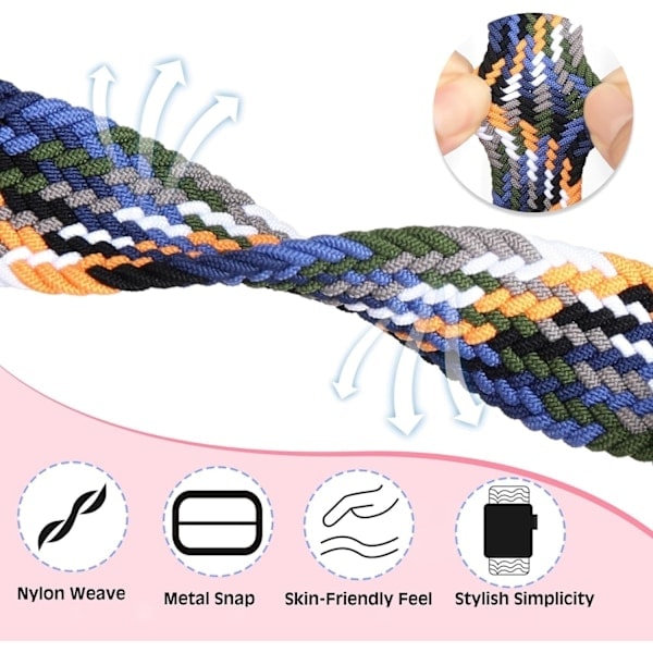 4 stk Elastiske Nylonbånd Kompatible med Fitbit, Fitbit Versa 3 Armbånd Flettet Nylon Sport, Fitbit Versa 4 Armbånd Erstatning