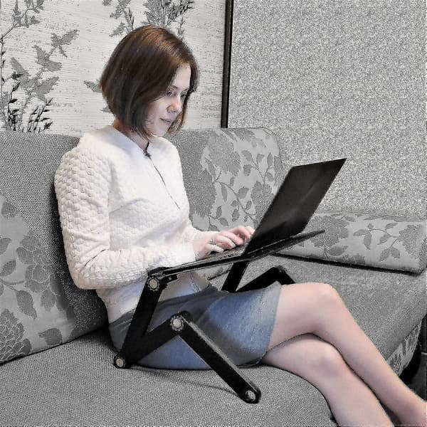 Justerbart laptopstativ for seng, sofa, lenestol - Sammenleggbart bord med ergonomisk design, lett aluminium