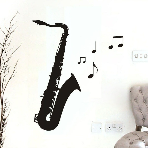 Removable Musical Note Black Saxophone Murals Wall Stickers Home Decor
