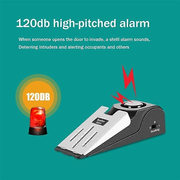 2 KPL Matkaoven pysäytyshälytin Kannettava 120Db Turvalattiaoven pysäyttimet Säädettävä herkkyys As Shown