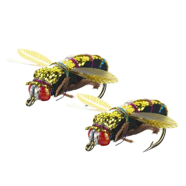 Simulering Flugor Bi Lockfiskekrokar, 2-pack Flytande Sötvattensfiskedrag, Med Förvaringslåda 25mm