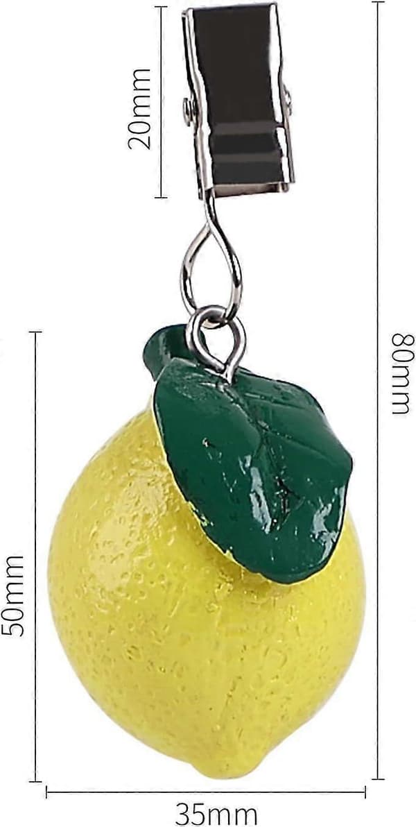 Sæt med 4 citronformede håndværksdugvægteclips til fastgørelse af borddug/dug til hjemmet (citron)