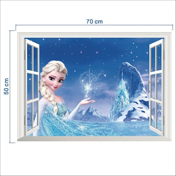 3D Frysta Prinsessan Elsa Falskt Fönster Väggdekal Barnrumsinredning Tapet
