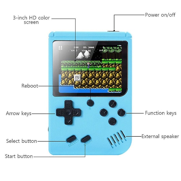 500 i 1 Retro Gameboy-maskin Mini Handheld Videospelkonsol Inbyggd Klassisk Spelare Barn Vuxna Roliga Leksaker Gåvor