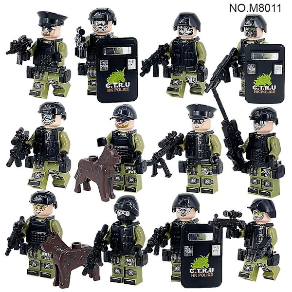 Sotilaallinen sarja rakennusleluja 12 minifiguuria