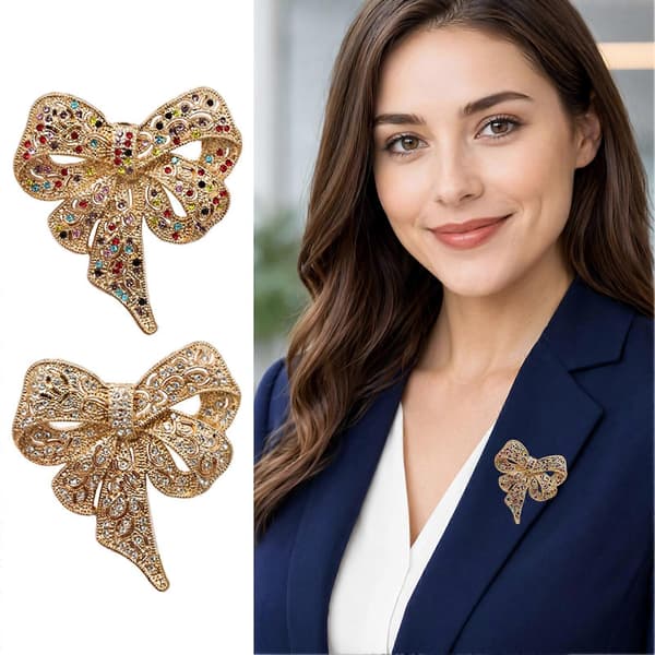 Vintage Sløyfebrosje – Rhinestone & Elegant – til Genser White
