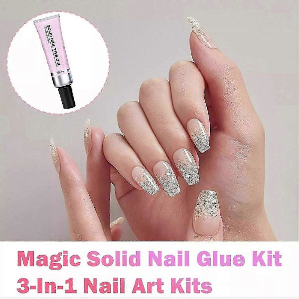 Lulou Magic Solid Neglelimsett 3-i-1 Neglekunstsett For Negletipper Press På Negler Solid Patch Adhesive