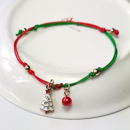 10 st julhandstickat armband julklappar, stil: julgran