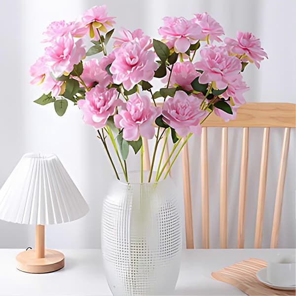 Realistisk Silke Gardenia – 3 Hoveder til Vase Champagne