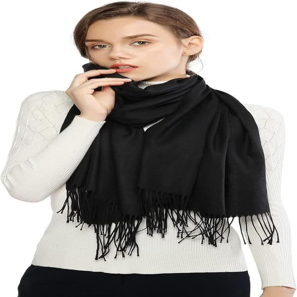 Dame Tørklæder Pashmina Sjal og Wraps til Bryllup Tørklæder til Kvinder Vinter Black